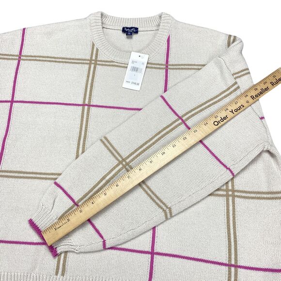 Splendid Womens Plaid Knit Crew Neck Sweater Top Size Large MSRP $148 - Picture 6 of 16
